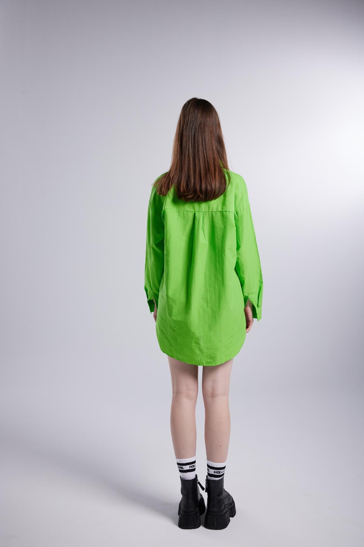 Cepli Oversize Kesim Lovesize Gömlek Yeşil