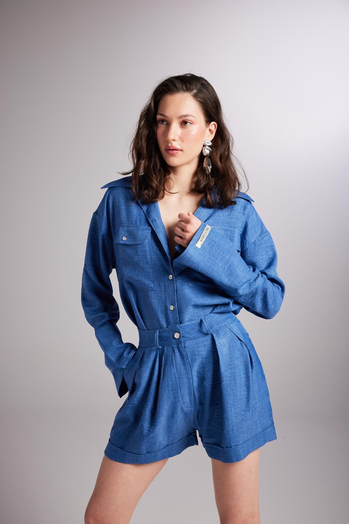 Oversize Kesim Julia Gömlek Mavi