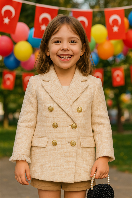 Chanel Simli Blazer Ceket Beyaz 6 Yaş