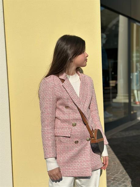 Chanel Simli Blazer Ceket Pembe 8 Yaş