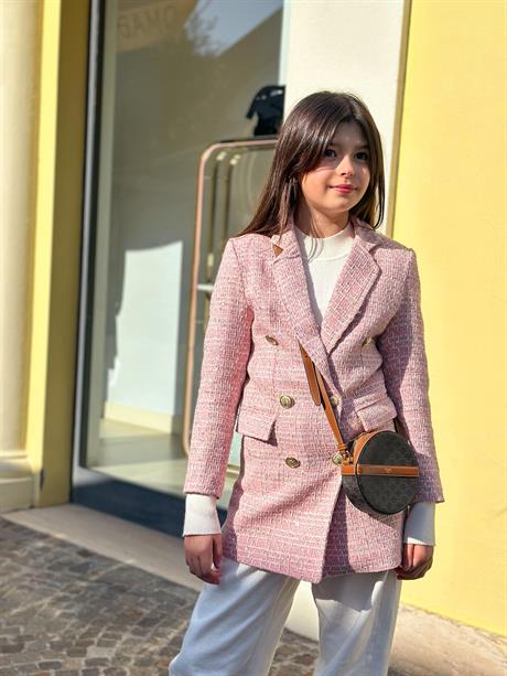 Chanel Simli Blazer Ceket Pembe 10 Yaş
