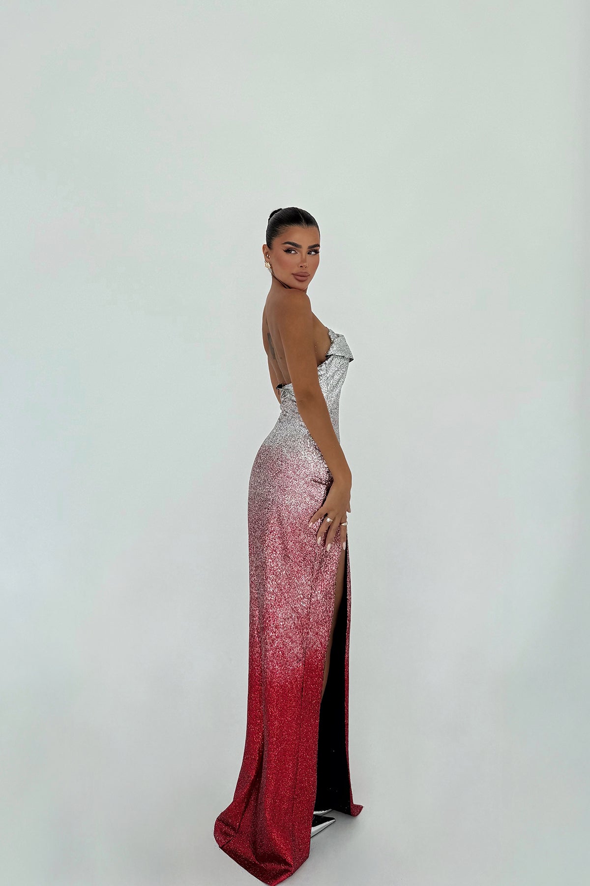 Toulon Uzun Yırtmaçlı Elbise ATE-3092