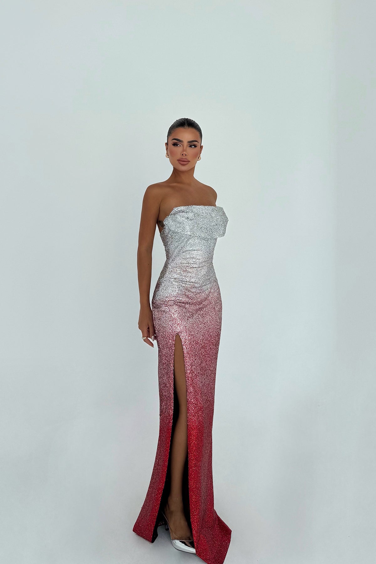 Toulon Uzun Yırtmaçlı Elbise ATE-3092