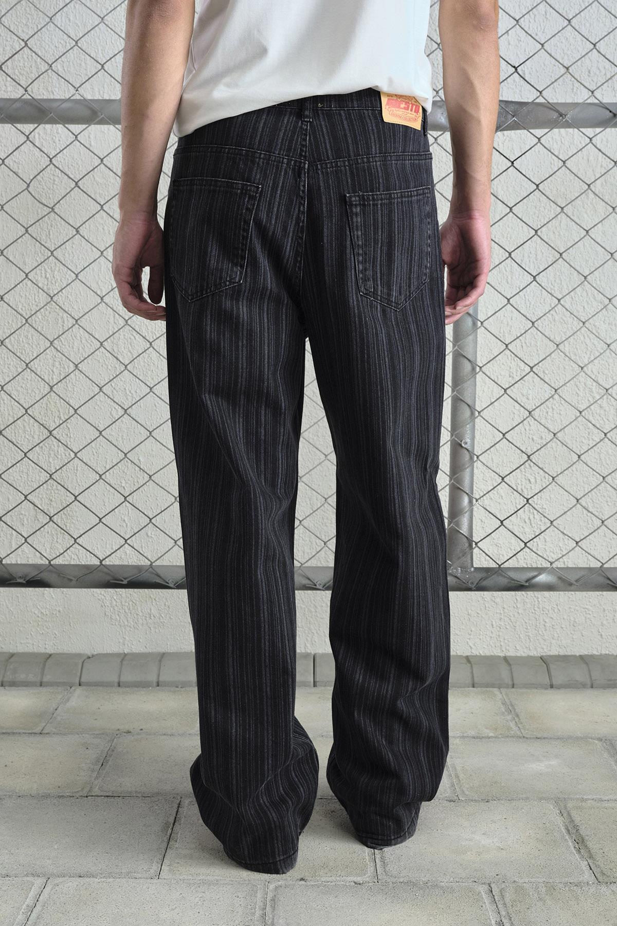 ÇİZGİLİ BAGGY SİYAH JEAN