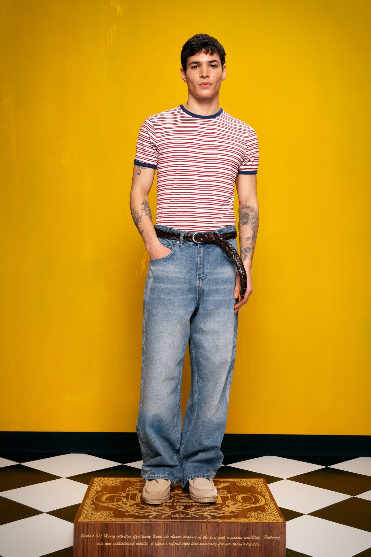 ÇİZGİLİ DAR KESİM BORDO T-SHIRT