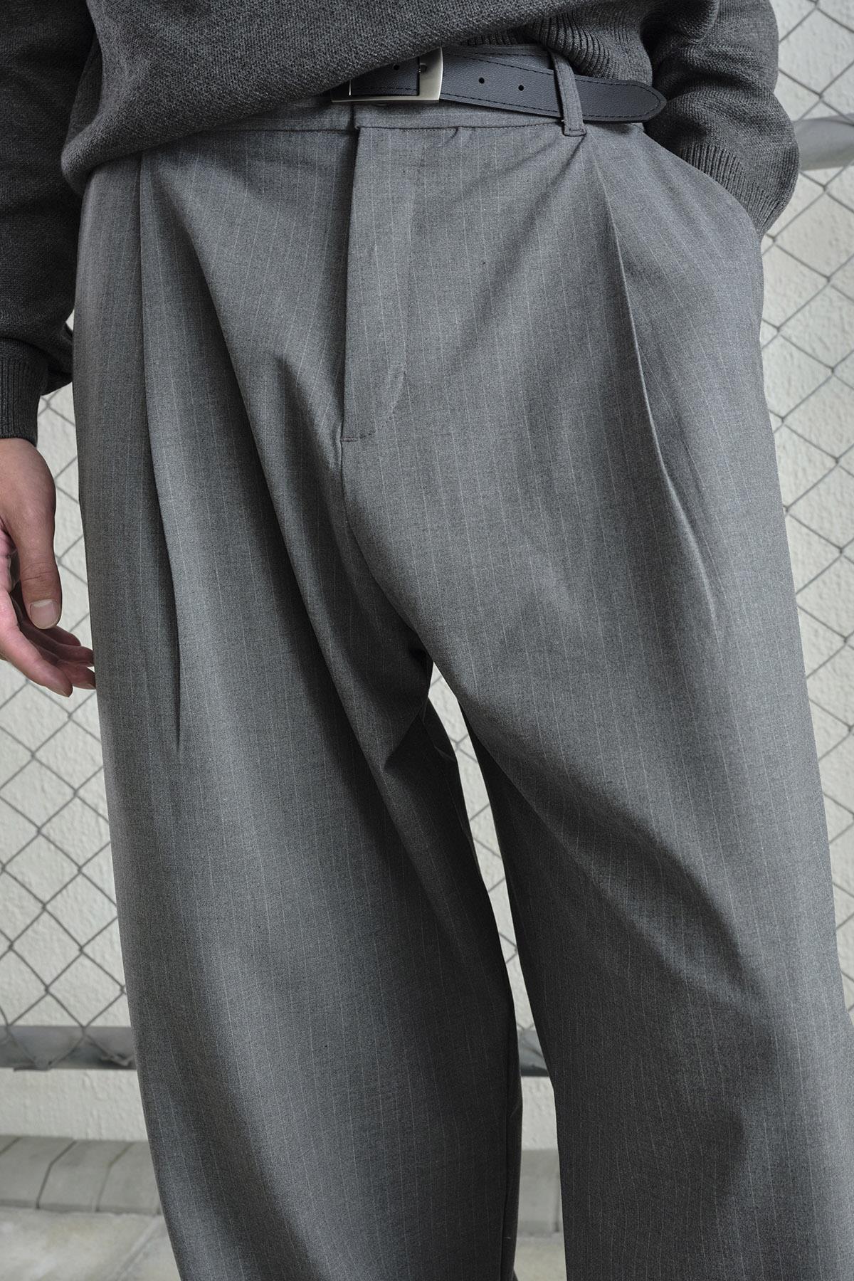 ÇİZGİLİ KLASİK ANTRASİT PANTOLON