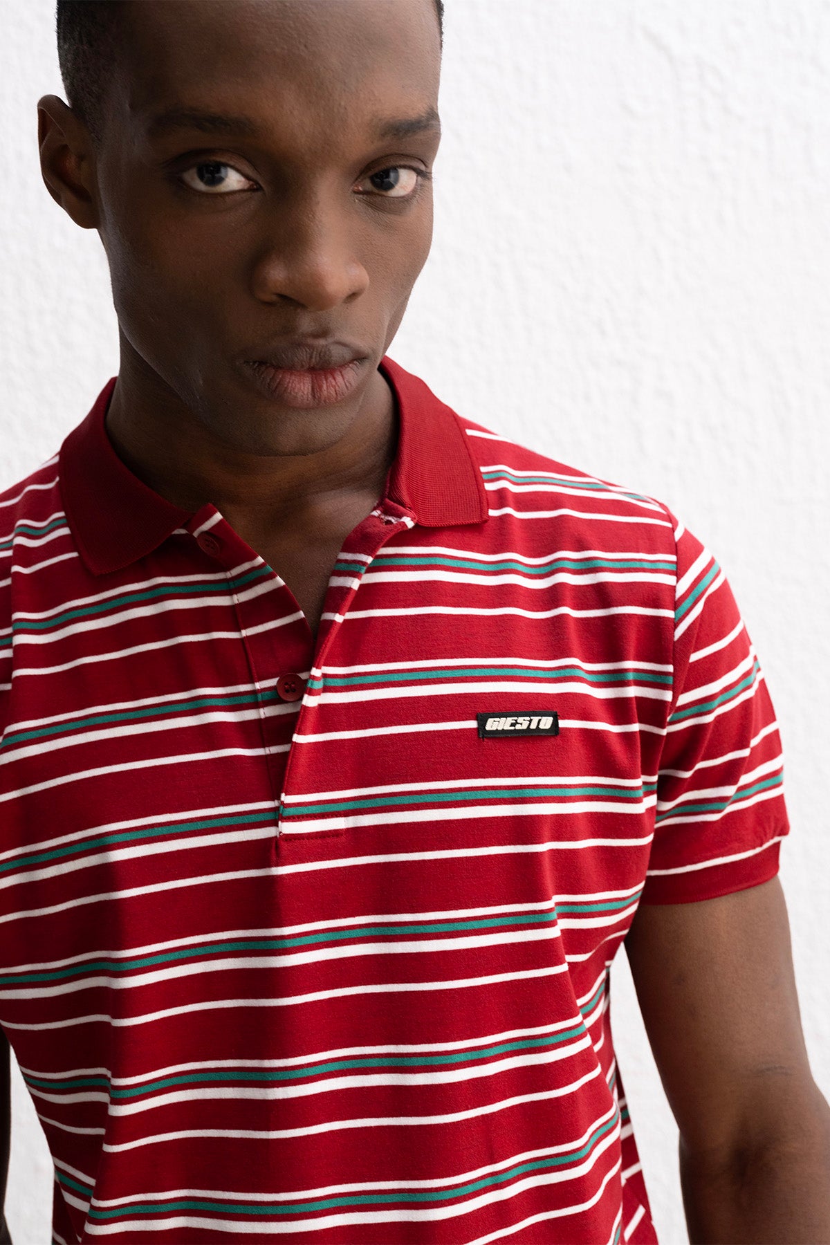 ÇİZGİLİ POLO YAKA BORDO T-SHIRT