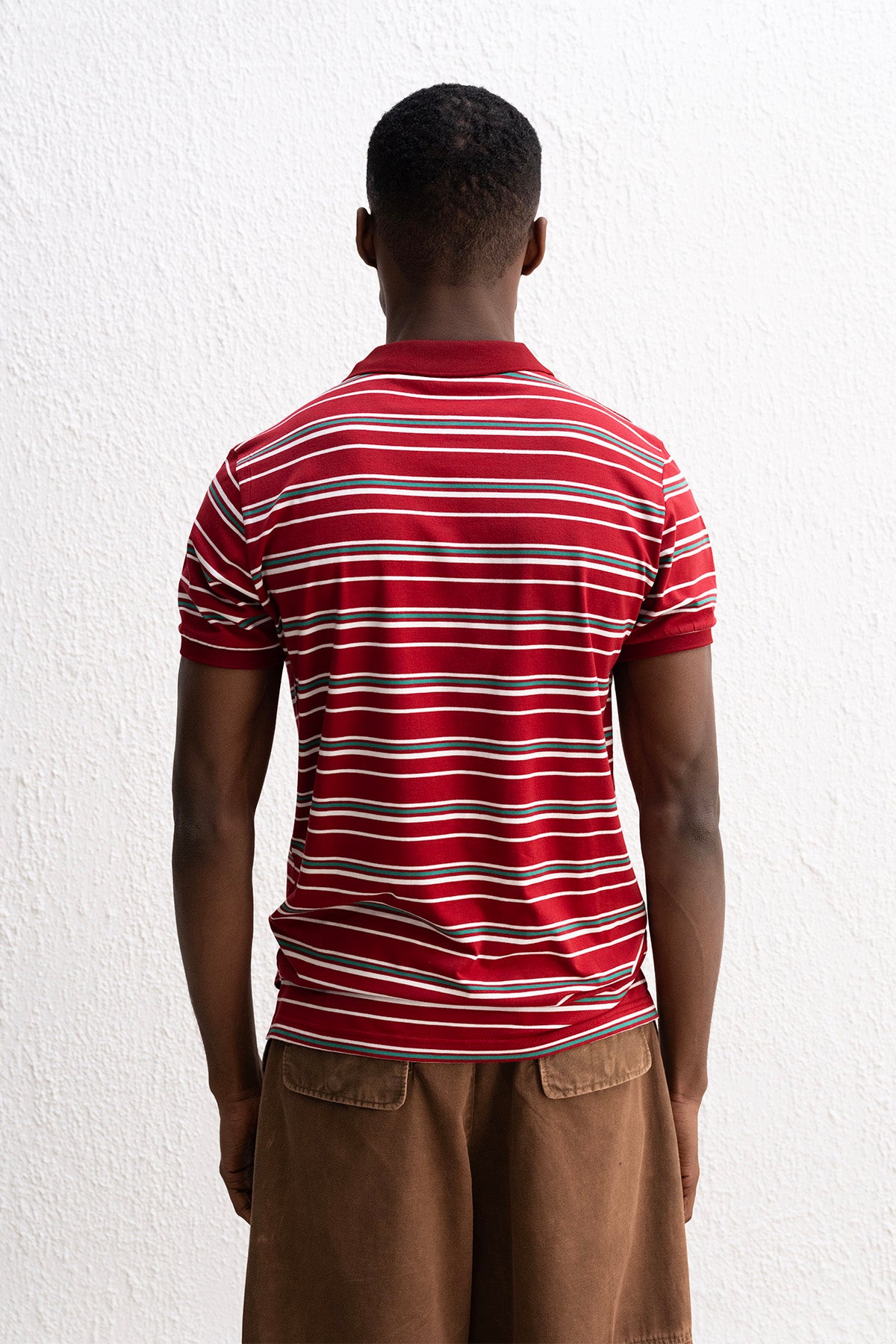 ÇİZGİLİ POLO YAKA BORDO T-SHIRT - BORDO L