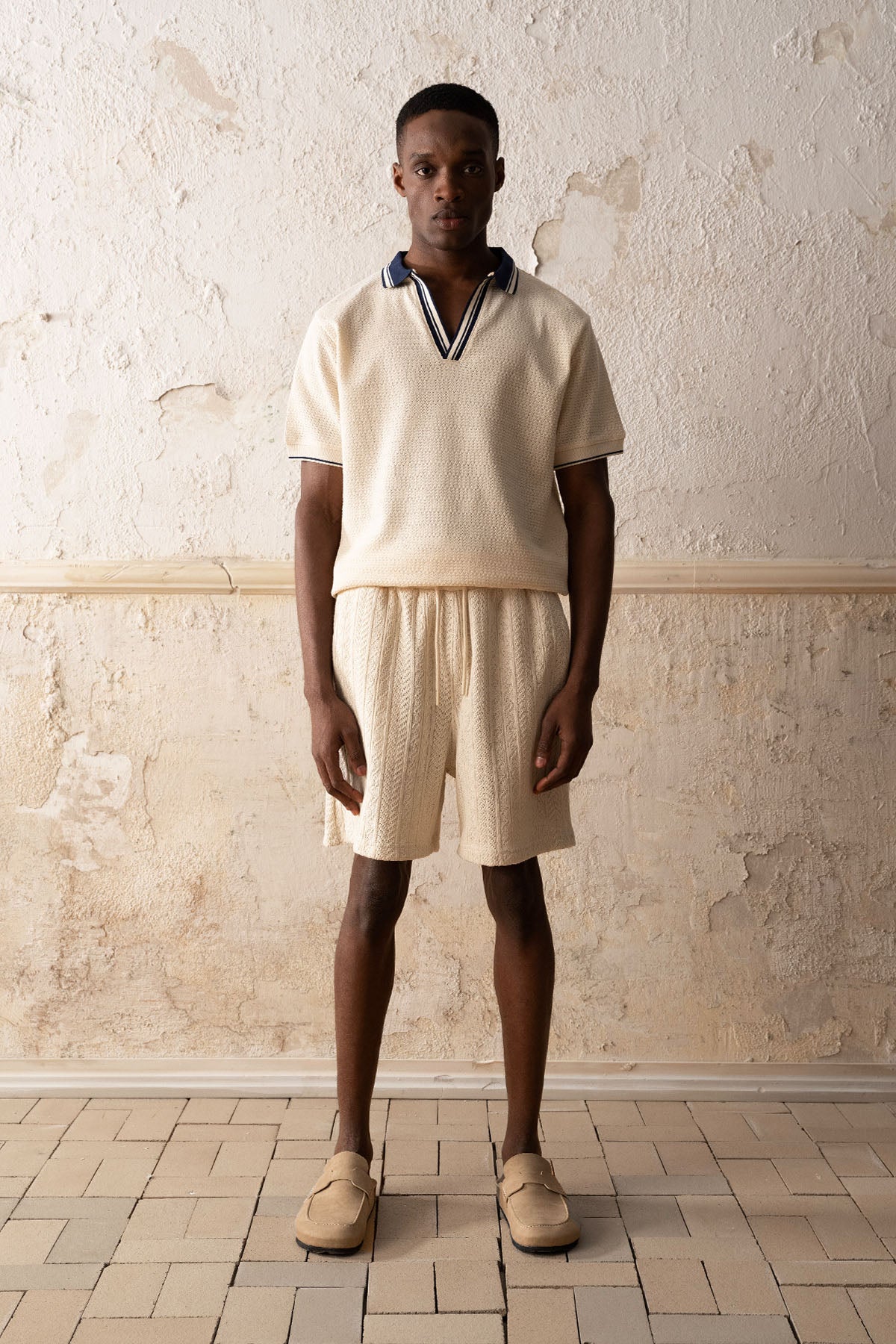ÇİZGİLİ POLO YAKA LACİVERT T-SHIRT