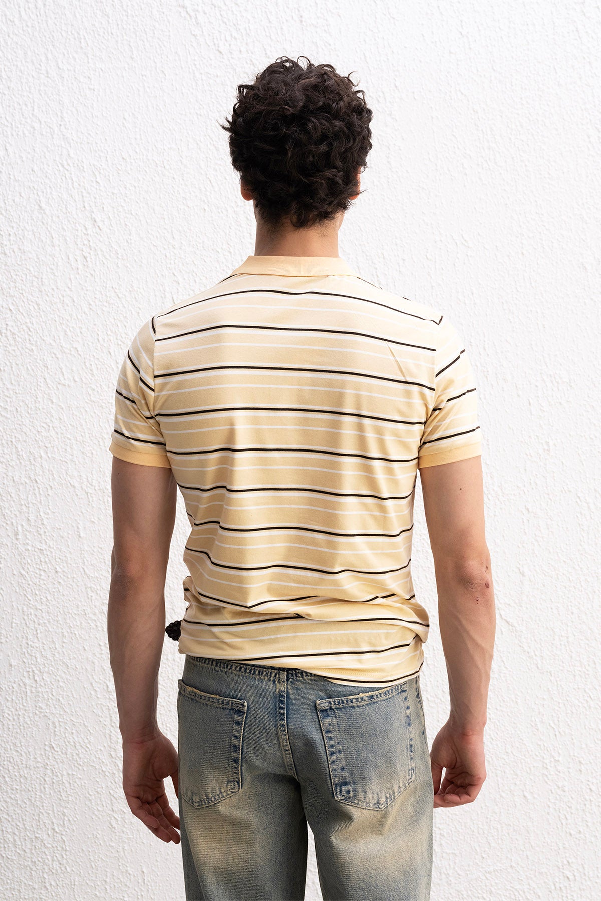 ÇİZGİLİ POLO YAKA SARI -SHIRT - SARI L