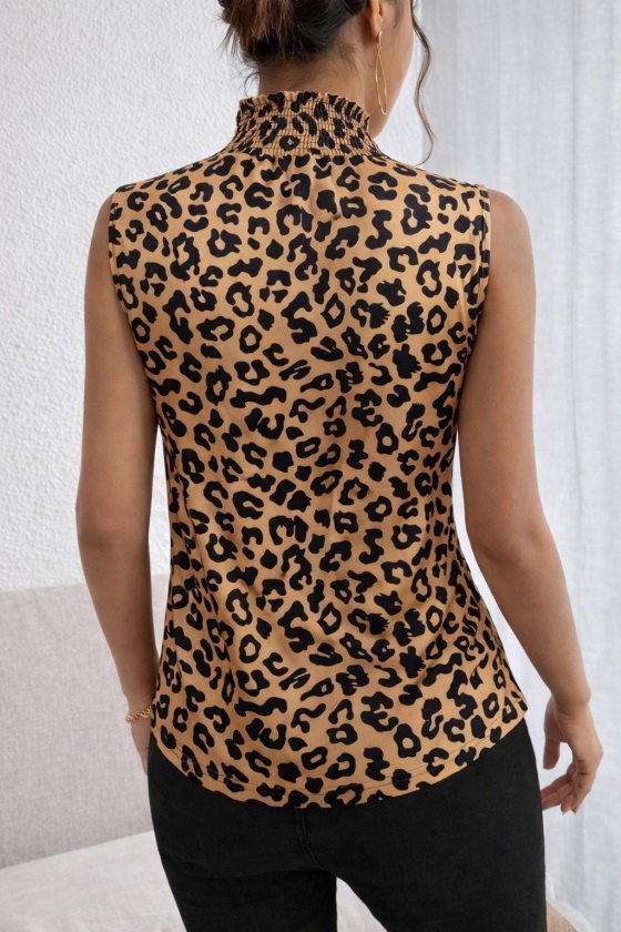 Women's Sleeveless Turtleneck Patterned Supreme Blouse