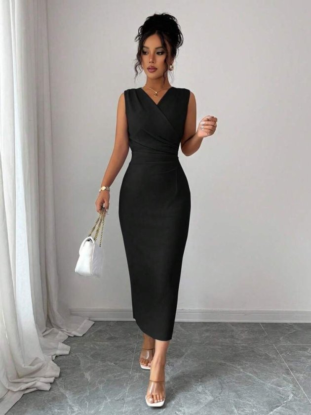 Women's Short Sleeve Mandarin Collar Floral Accessory Detailed Short Imported Crepe Dress