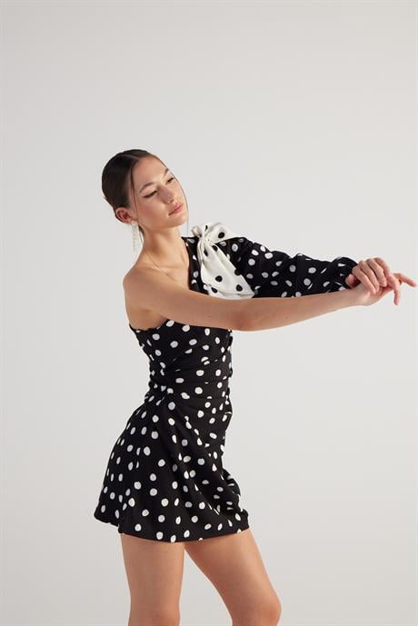 Polka Elbise Siyah