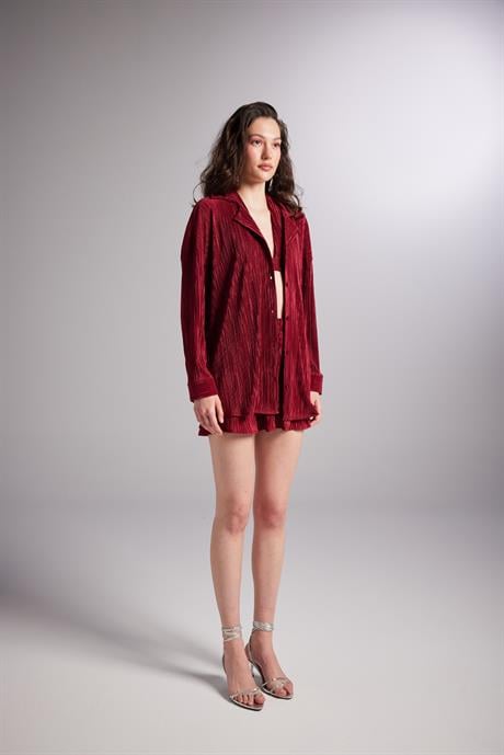Comfy Oversize Gömlek Bordo
