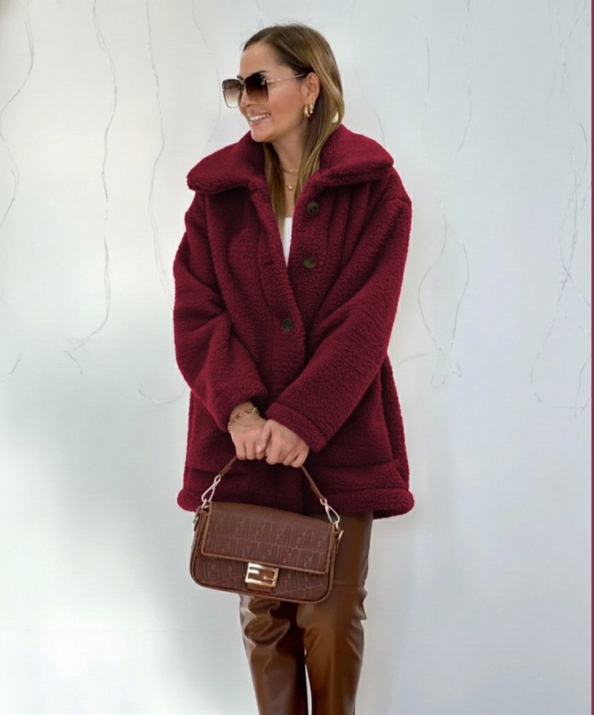 Women's Long Sleeve Collared Button-Front Welsoft Coat