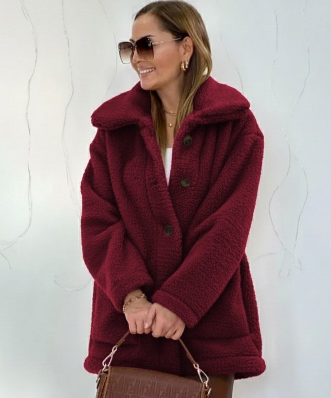 Women's Long Sleeve Collared Button-Front Welsoft Coat