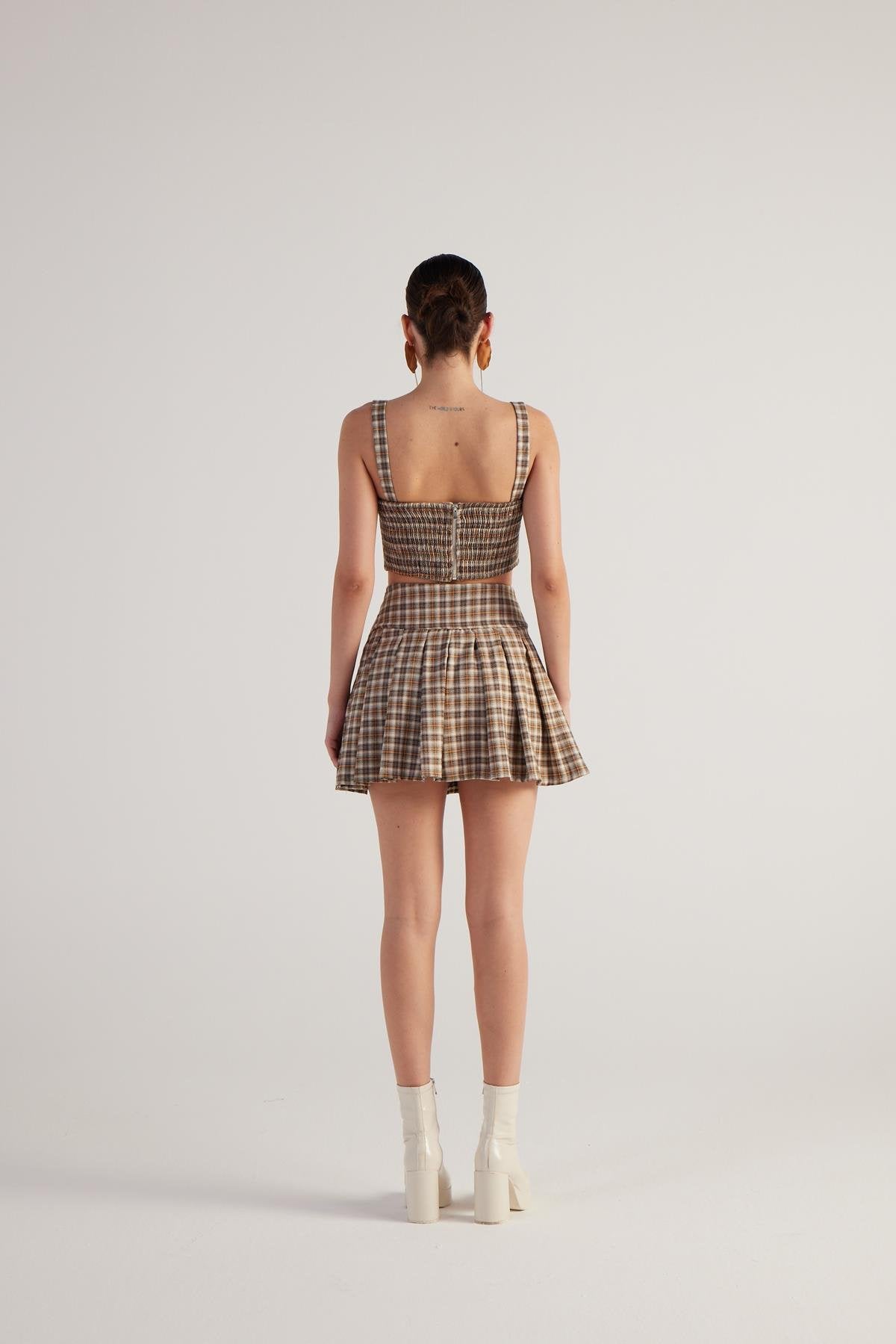 Merida Şort Etek Bej