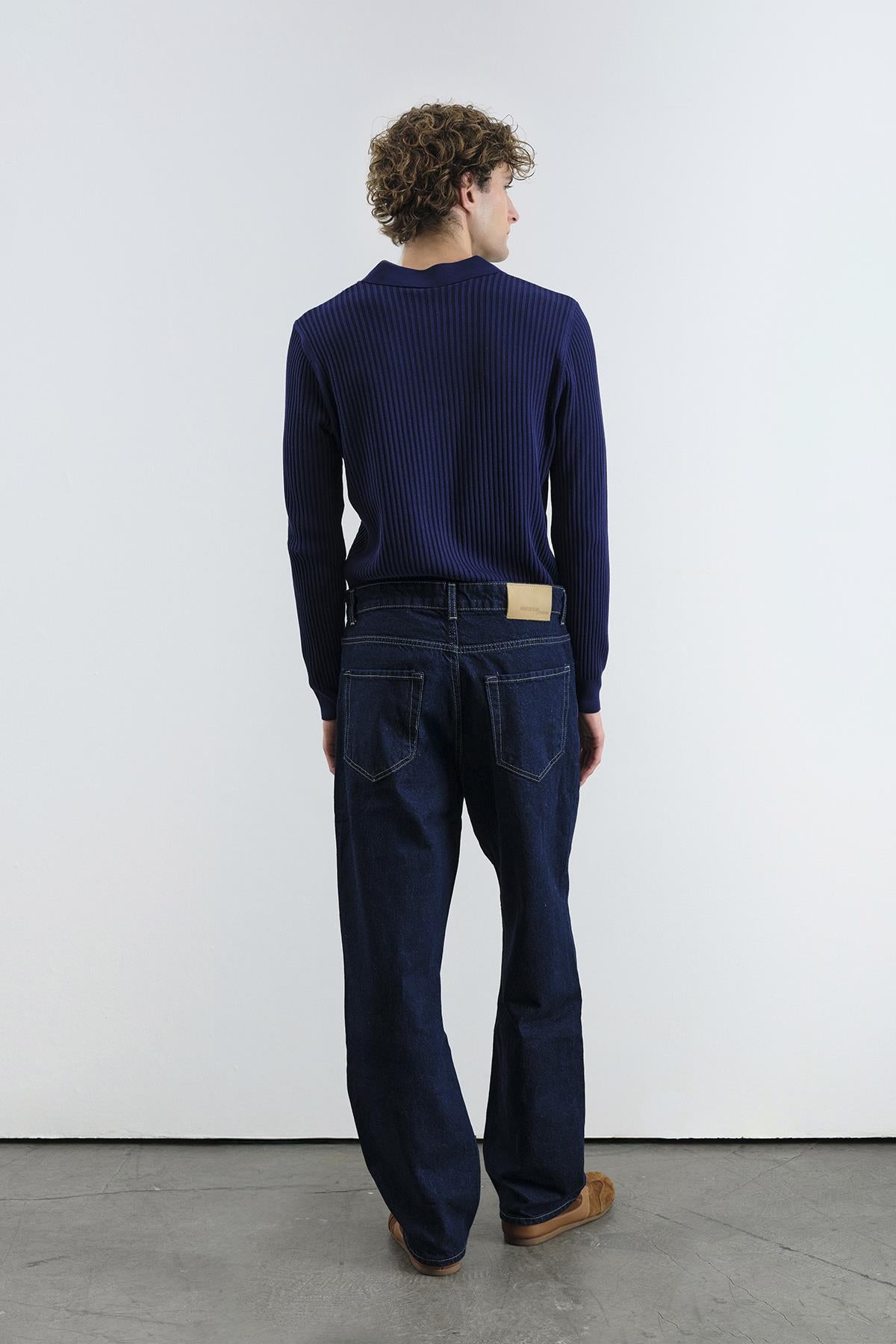 DAR KESİM DÜĞMELİ LACİVERT POLO YAKA TRİKO