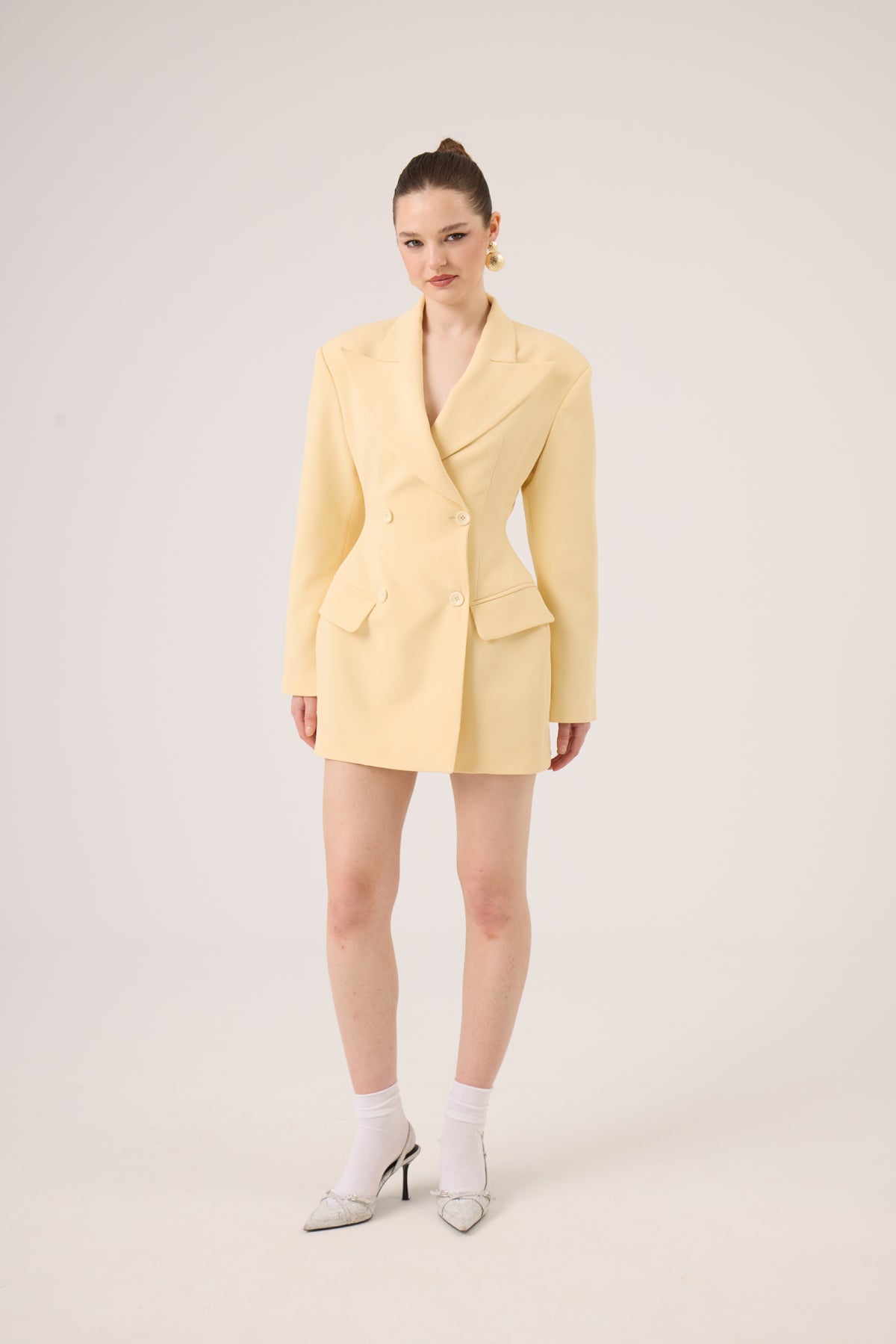 Belden Oturmalı Galina Blazer Ceket Sarı