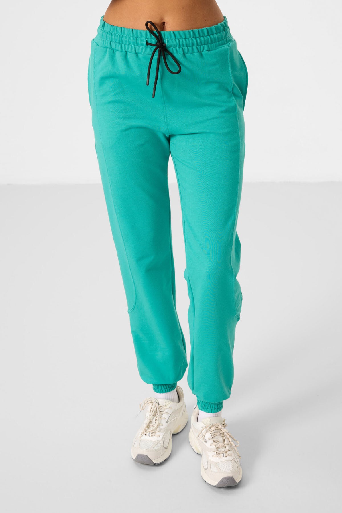 Deniz Yeşil O Yaka Basic Oversize Kadın Eşofman Tunik Takım - 95347