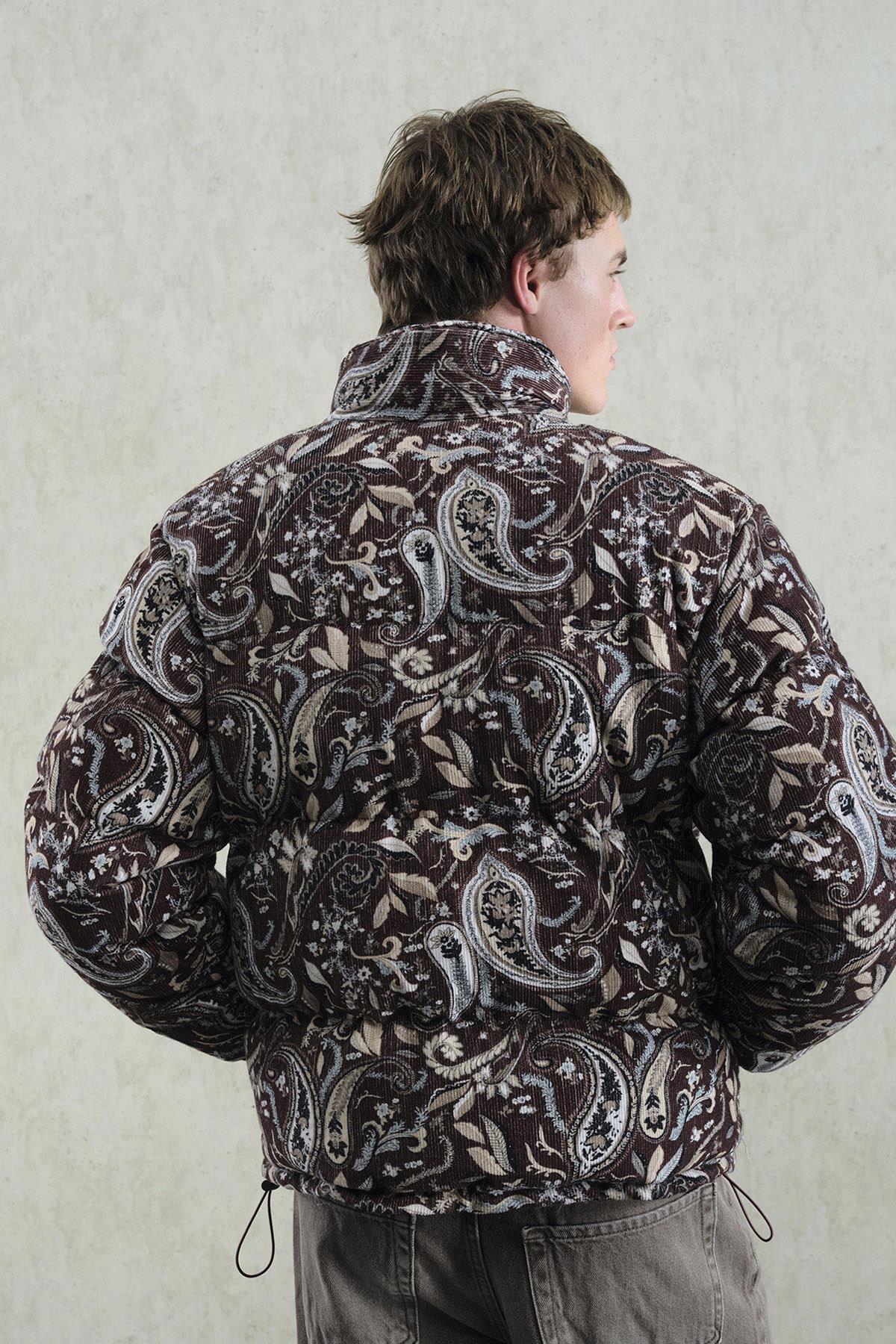 DESENLİ KADİFE ŞİŞME BORDO MONT