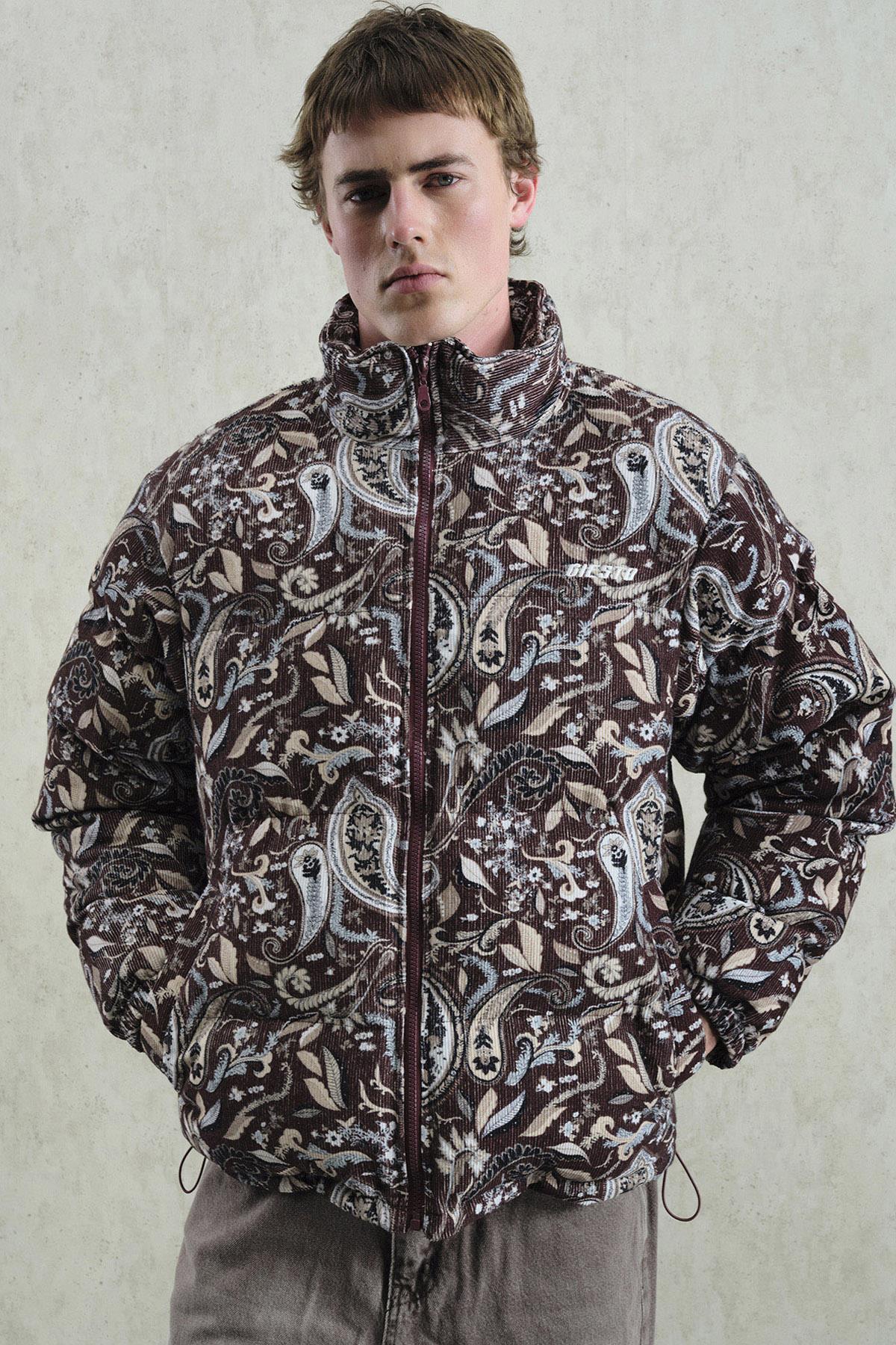 DESENLİ KADİFE ŞİŞME BORDO MONT