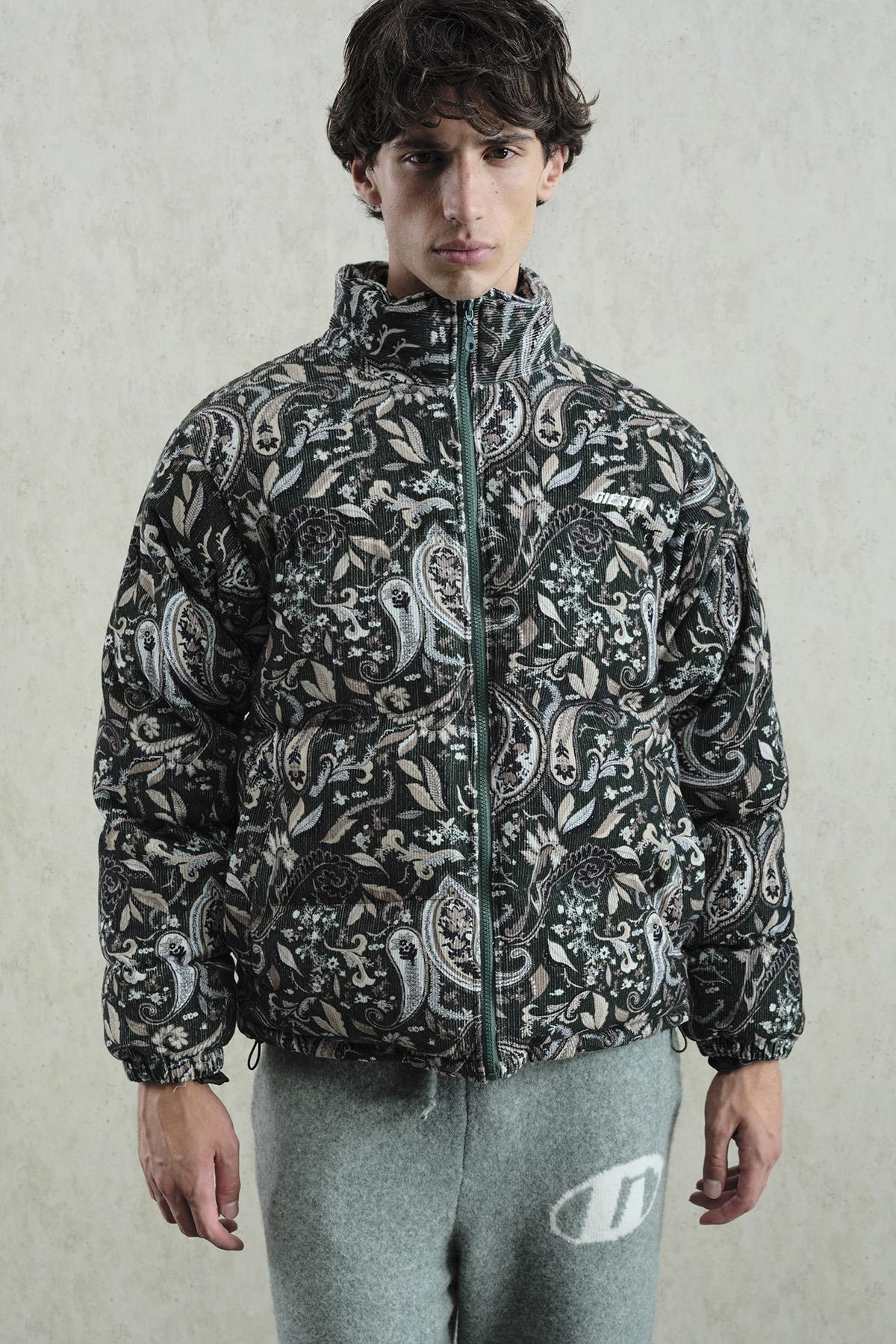 DESENLİ KADİFE ŞİŞME HAKİ MONT