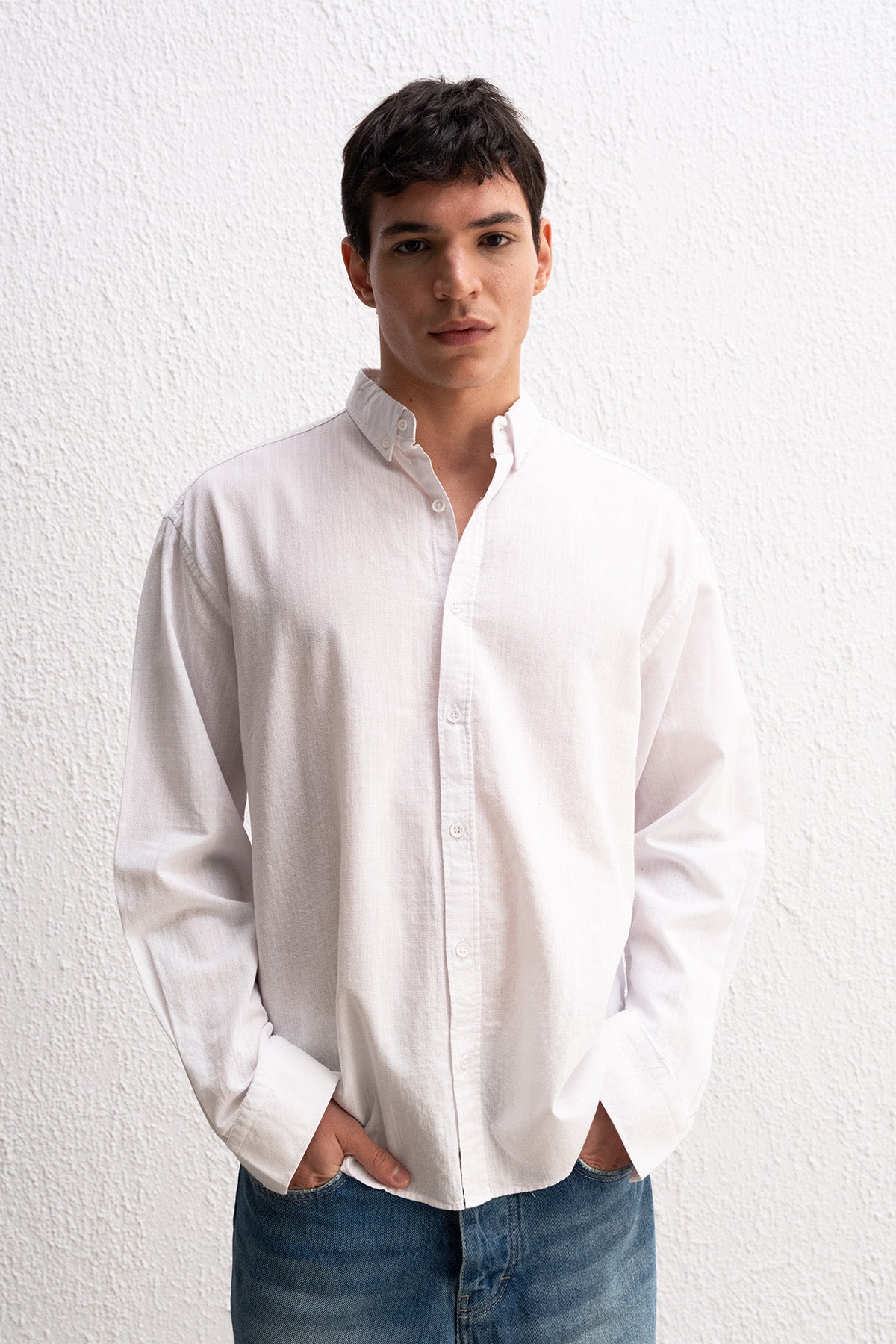 OVERSIZE FRESH KETEN BEYAZ GÖMLEK - BEYAZ XL