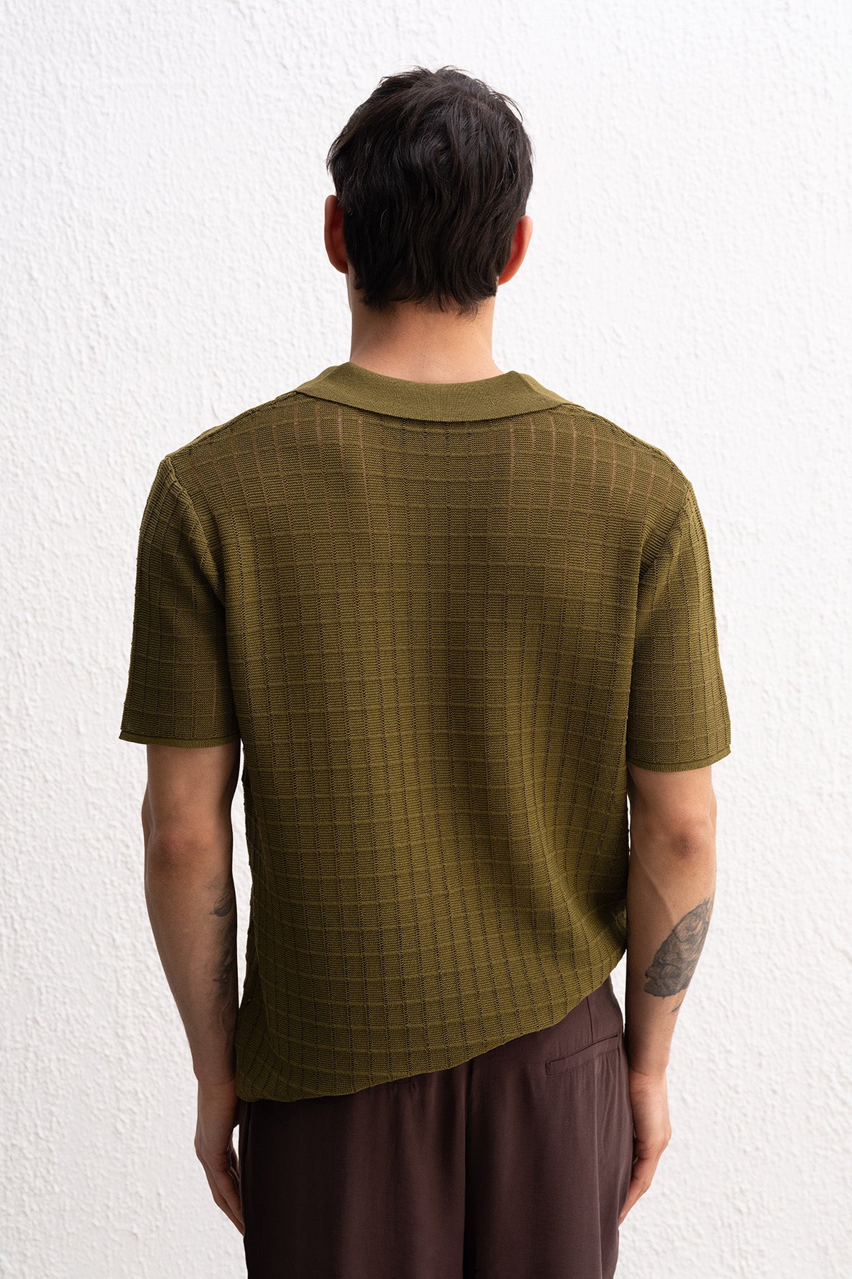 DÖKÜMLÜ TRİKO HAKİ T-SHIRT - HAKİ S