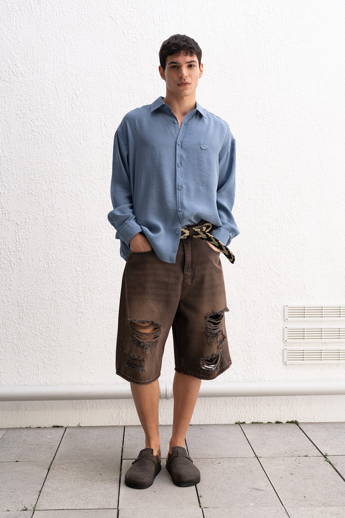OVERSIZE MODAL INDIGO GÖMLEK