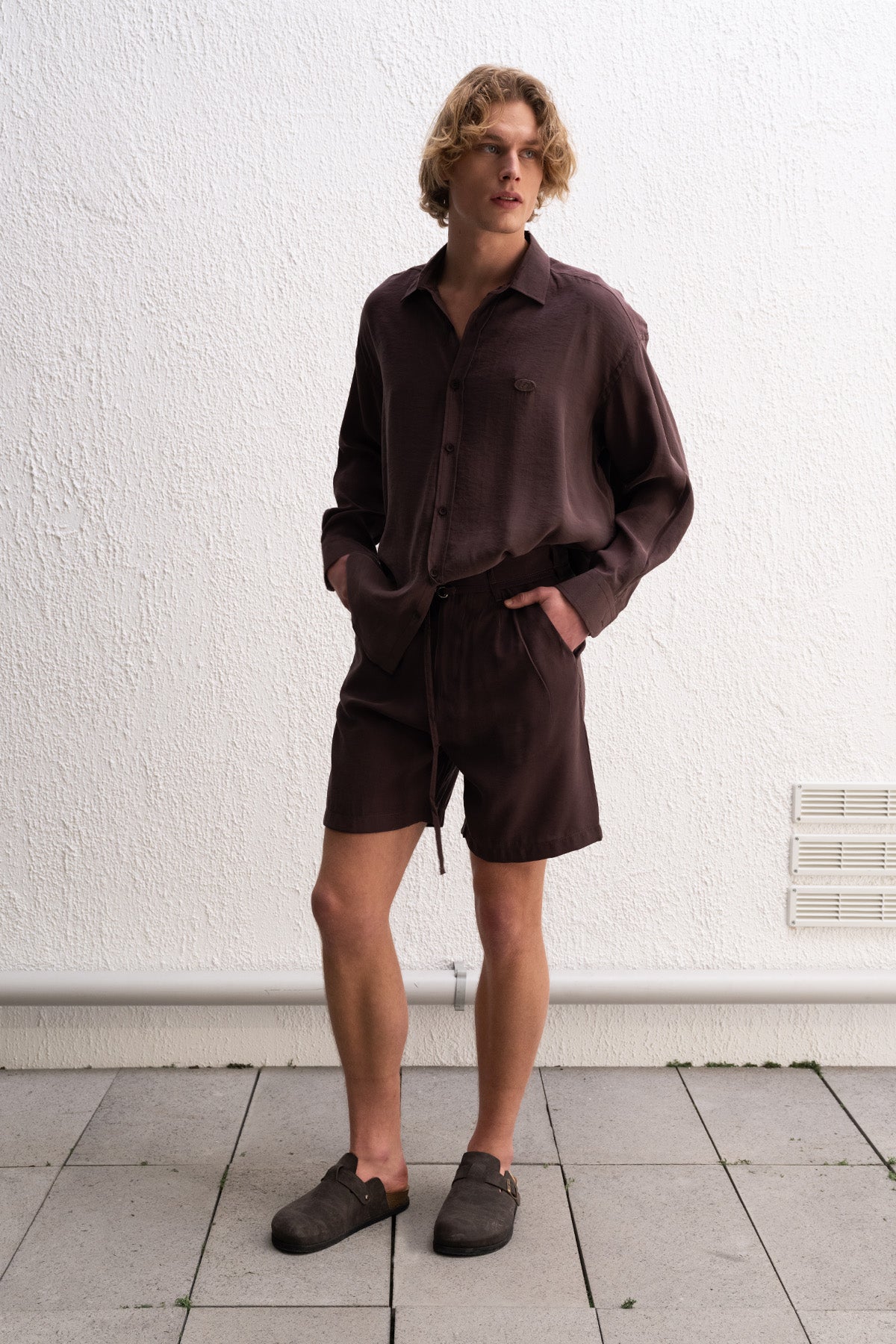OVERSIZE MODAL KAHVERENGİ GÖMLEK - KAHVERENGİ S
