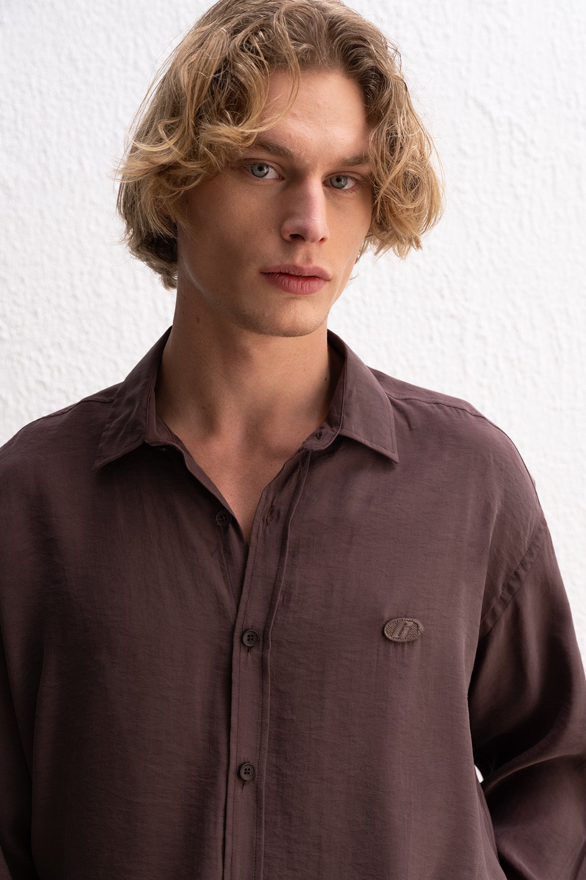 OVERSIZE MODAL KAHVERENGİ GÖMLEK - KAHVERENGİ L