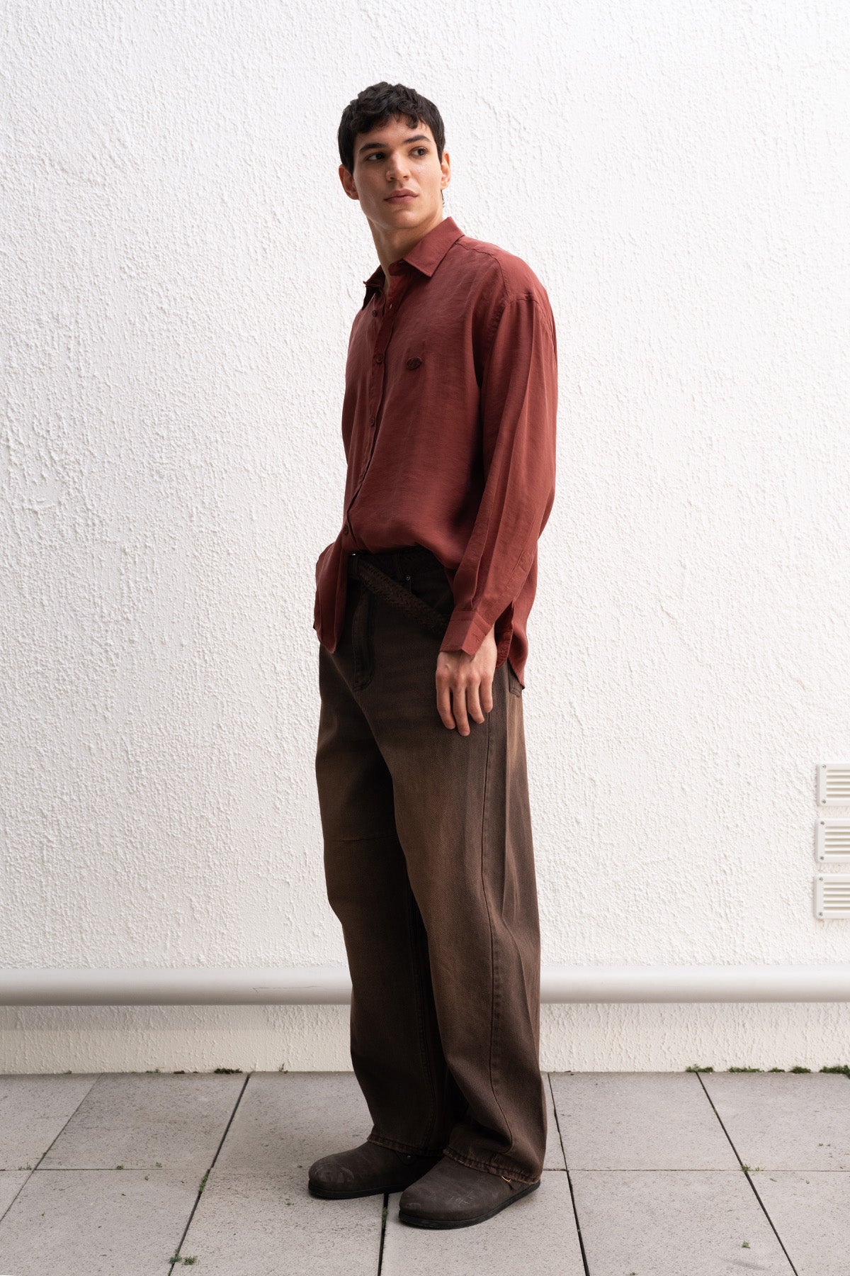 OVERSIZE MODAL KİREMİT GÖMLEK - KİREMİT L