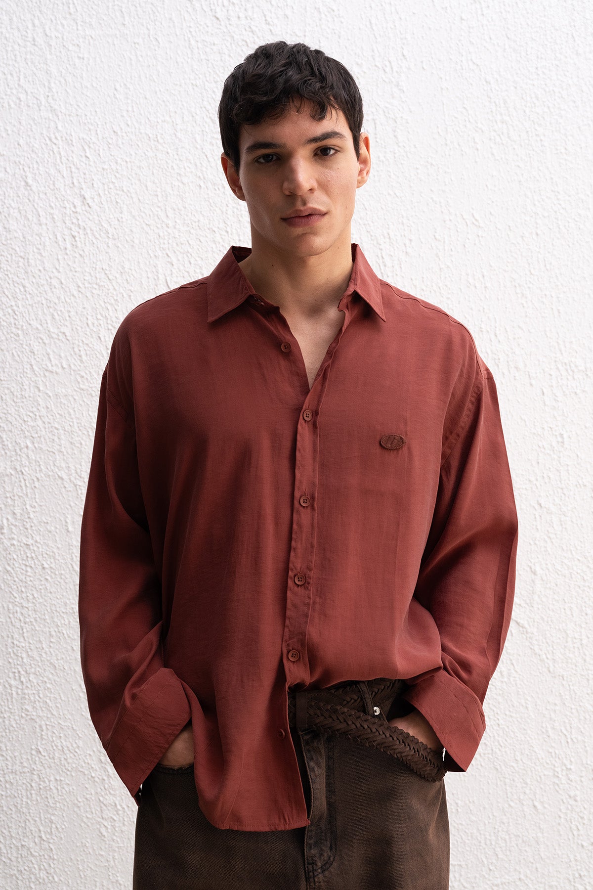 OVERSIZE MODAL KİREMİT GÖMLEK