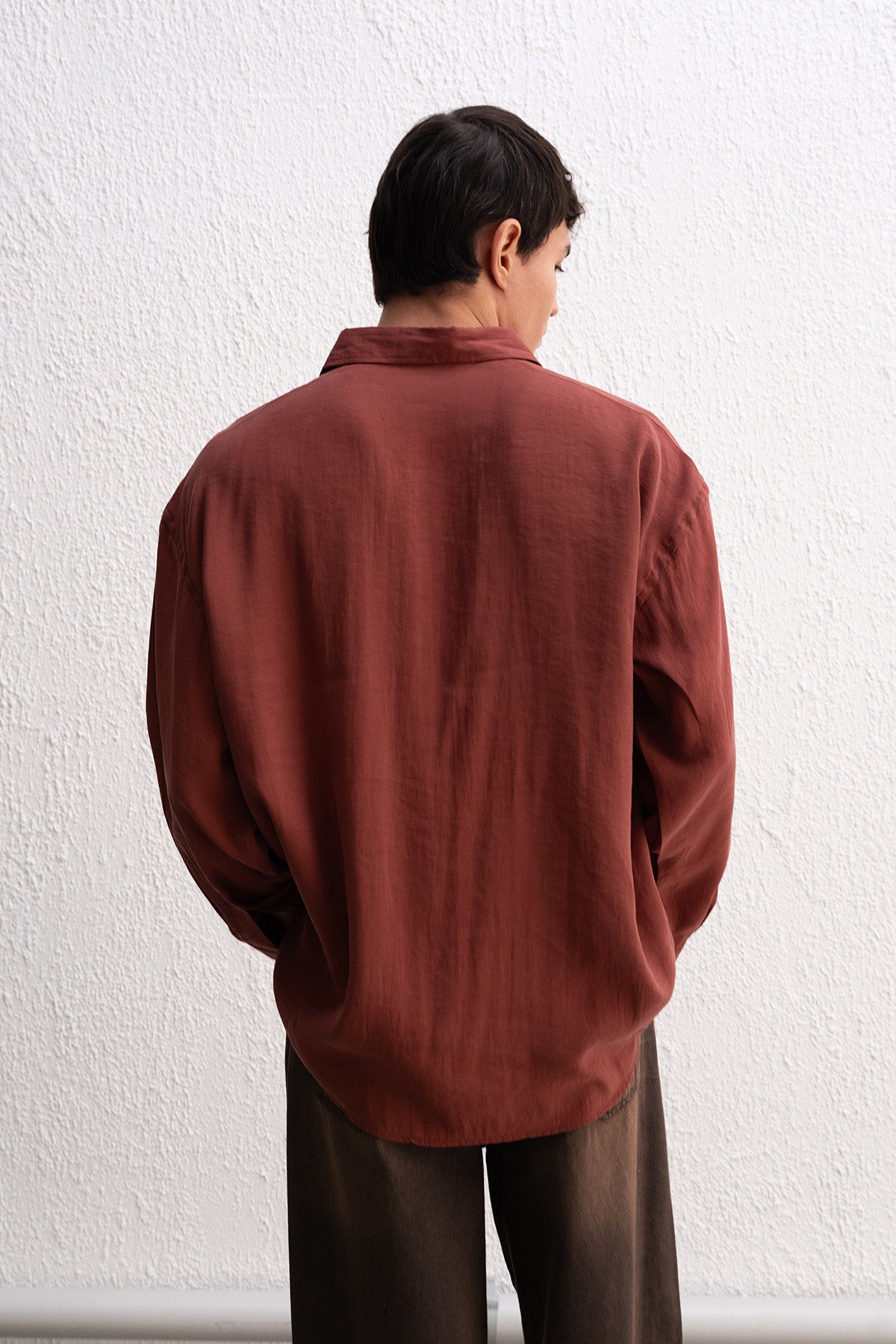 OVERSIZE MODAL KİREMİT GÖMLEK - KİREMİT M