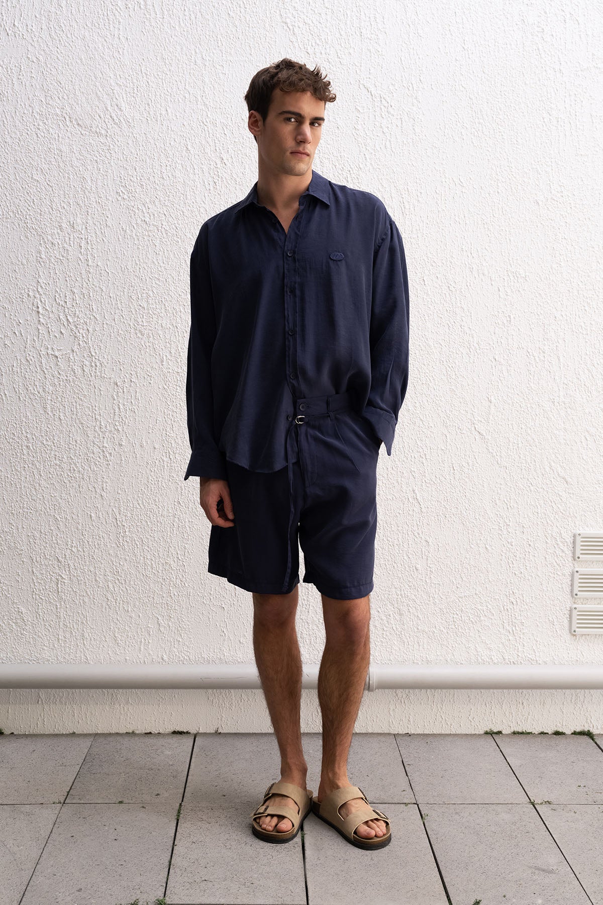 OVERSIZE MODAL LACİVERT GÖMLEK - LACİVERT S