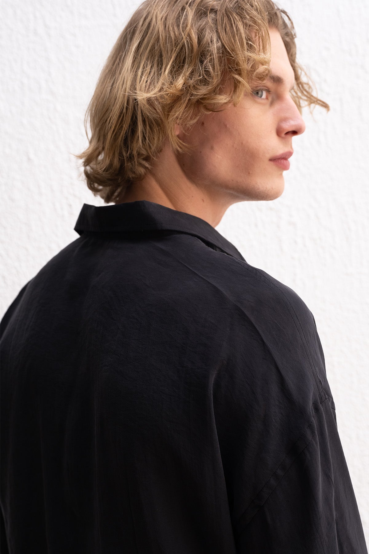 OVERSIZE MODAL SİYAH GÖMLEK - SİYAH S