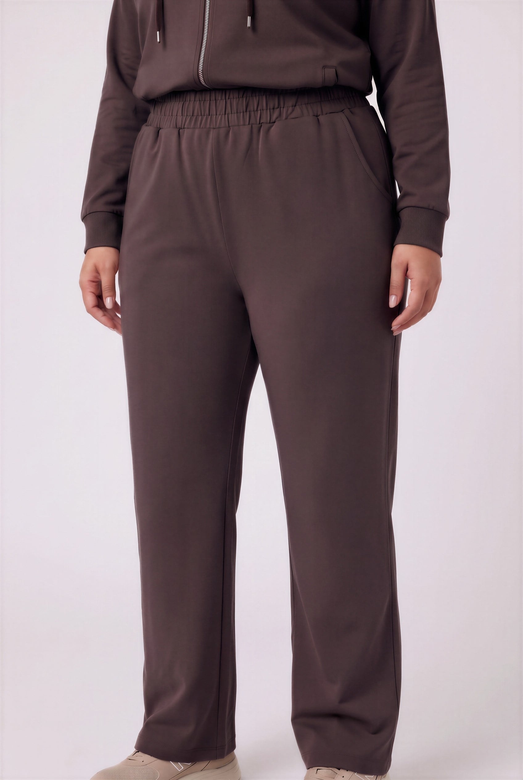 Double Pamuklu Büyük Beden Eşofman Takımı Kahve
