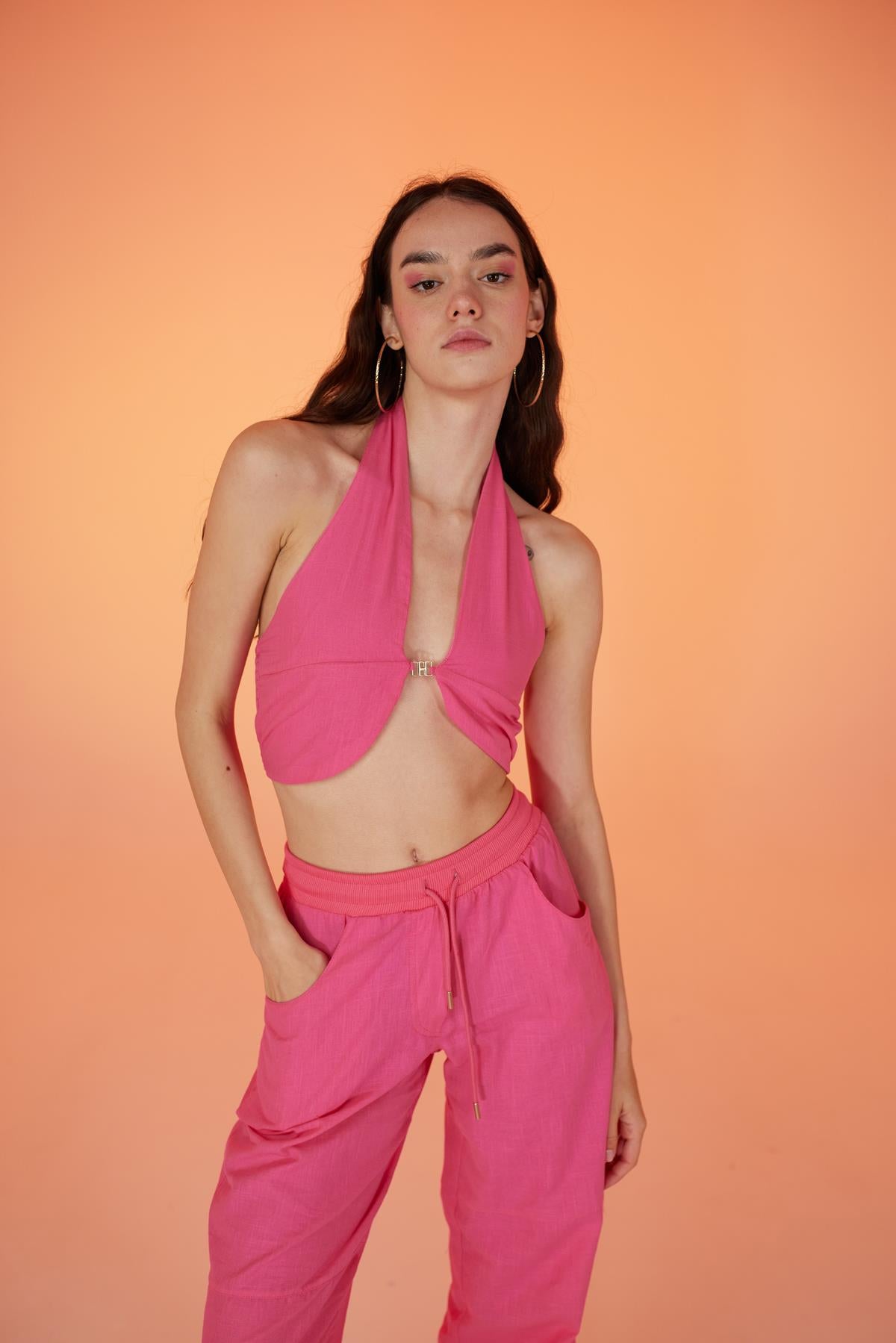 Rise Aksesuarlı Bluz Pembe