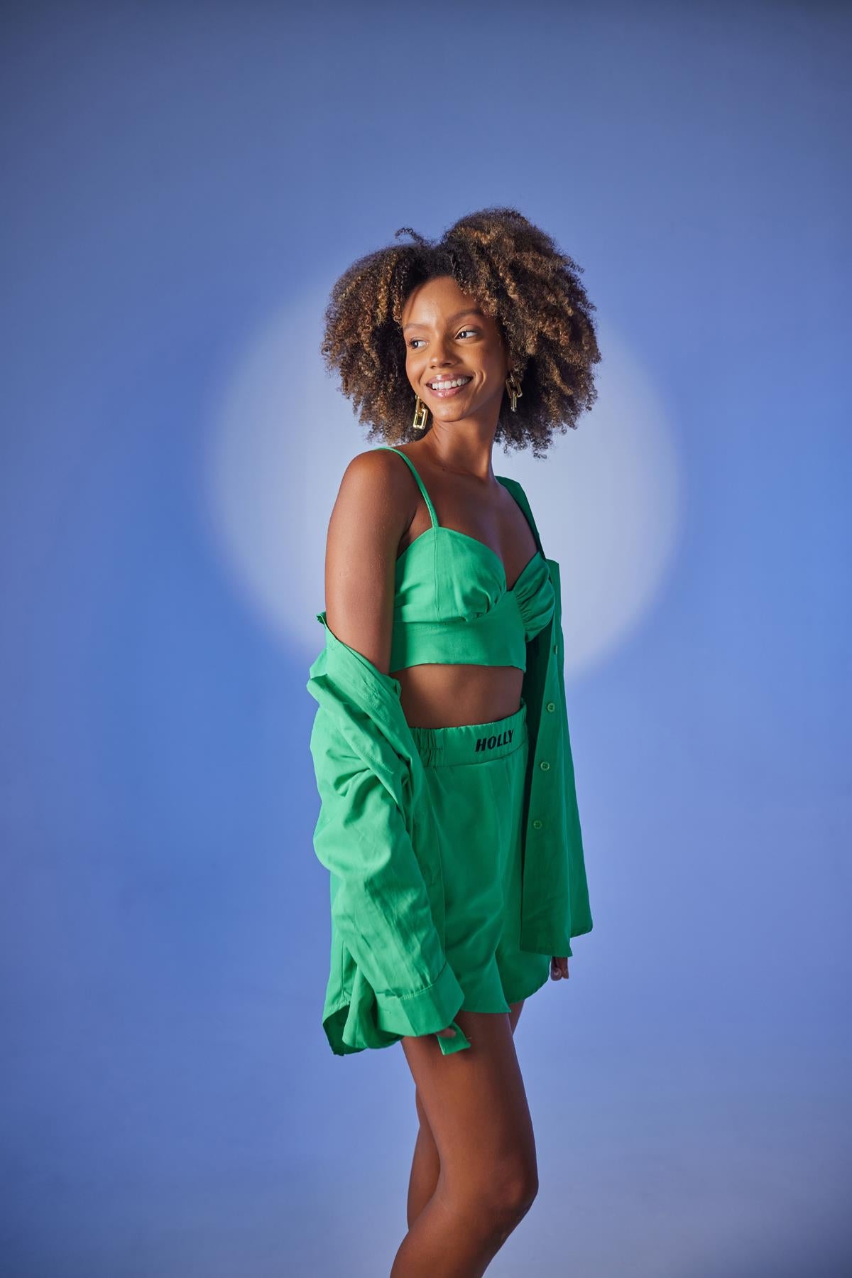 Crop model lastikli Leti Büstiyer Yeşil