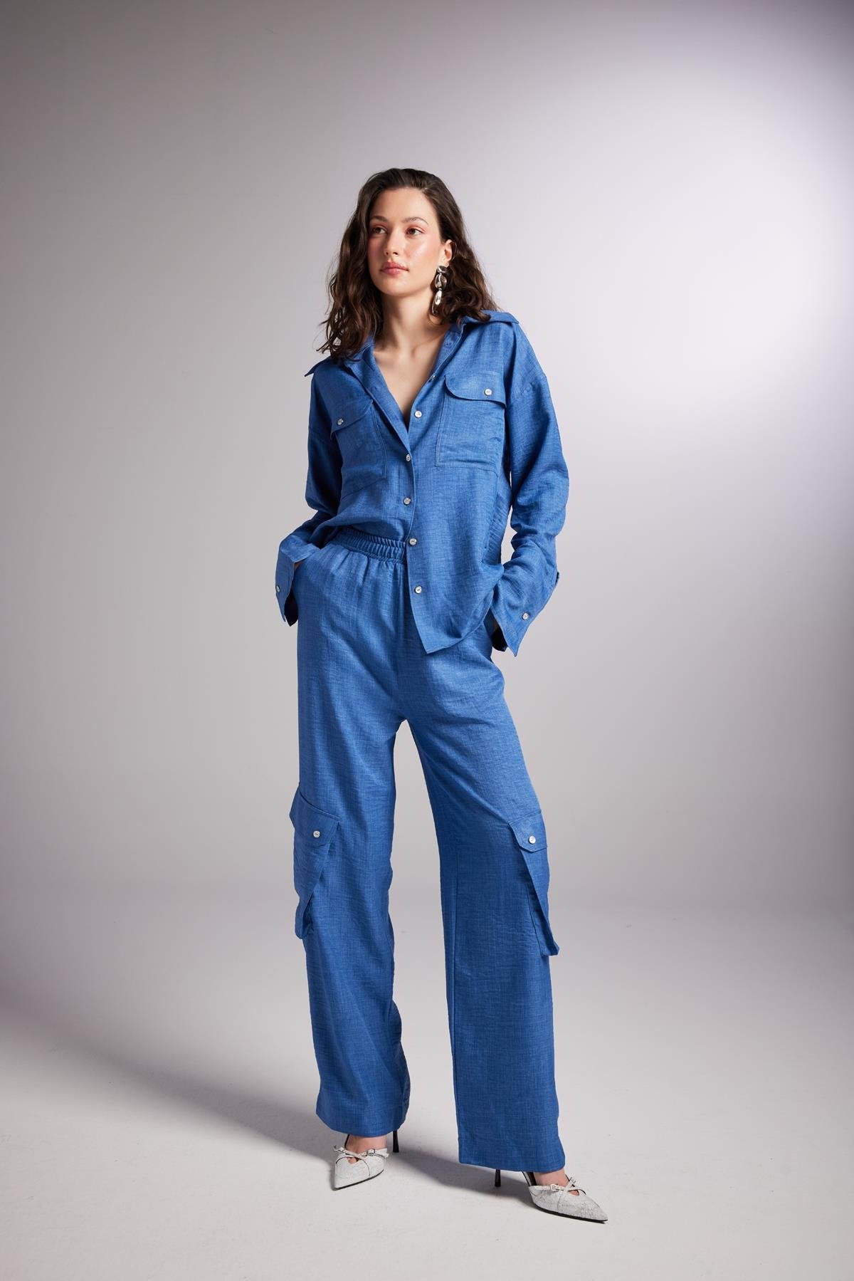 Oversize Kesim Julia Gömlek Mavi