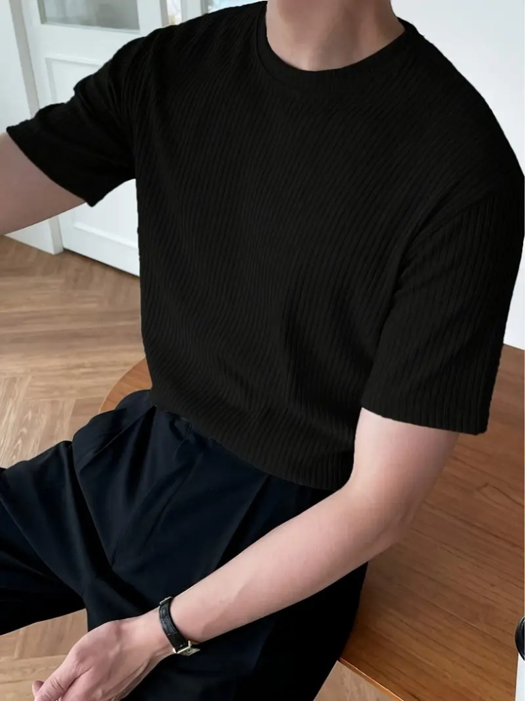 Men's Short Sleeve Crew Neck Knit T-shirt