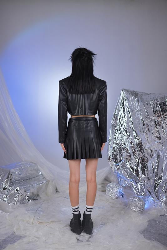 College Deri Etek Siyah