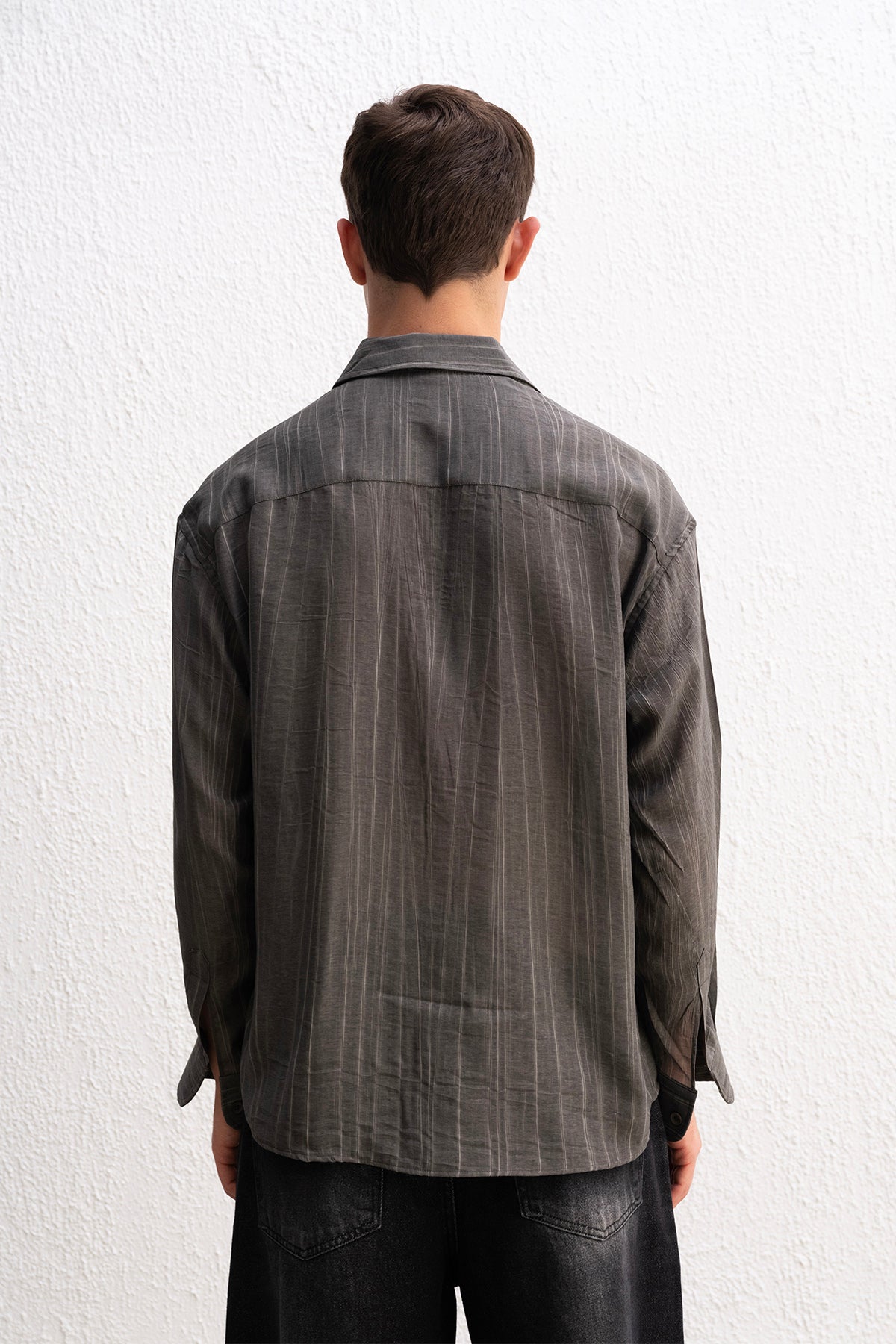 EFEKTLİ DÖKÜMLÜ ANTRASİT GÖMLEK - ANTRASİT XL