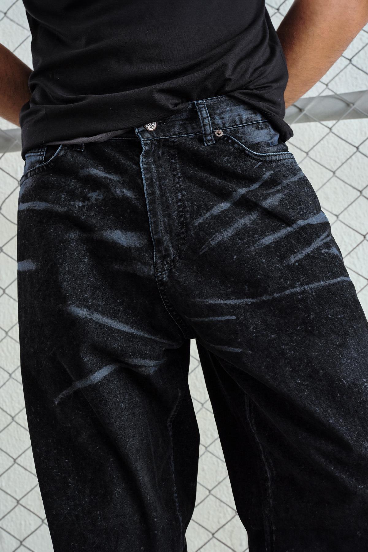 EFEKTLİ KADİFE KAPLAMA SİYAH JEAN