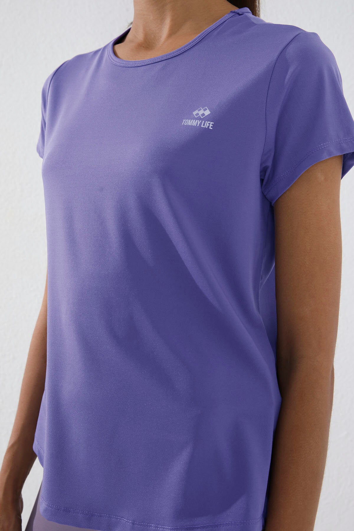 Eflatun Basic Kısa Kol Standart Kalıp O Yaka Kadın T-Shirt - 97144