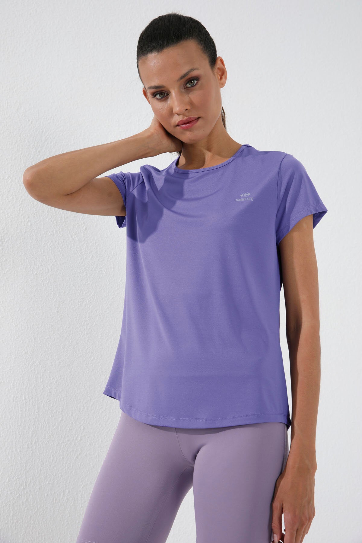 Eflatun Basic Kısa Kol Standart Kalıp O Yaka Kadın T-Shirt - 97144