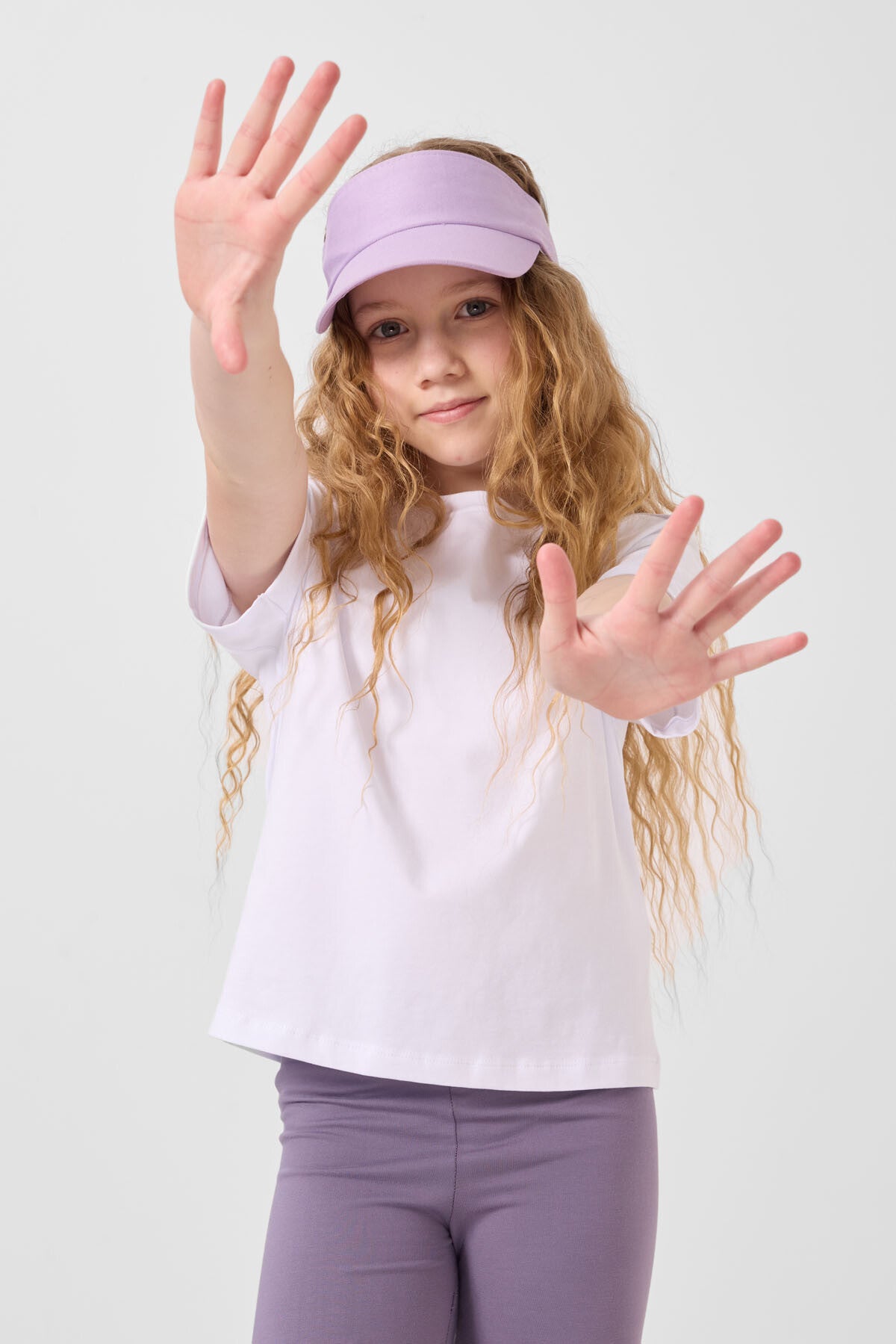 Eflatun Pamuklu Kısa Paça Standart Fit Basic Kız Çocuk Tayt - 75188