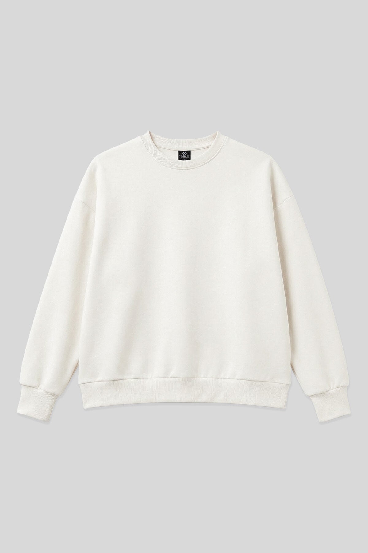 Ekru Basic O Yaka Oversize Kadın Sweatshirt - 97053