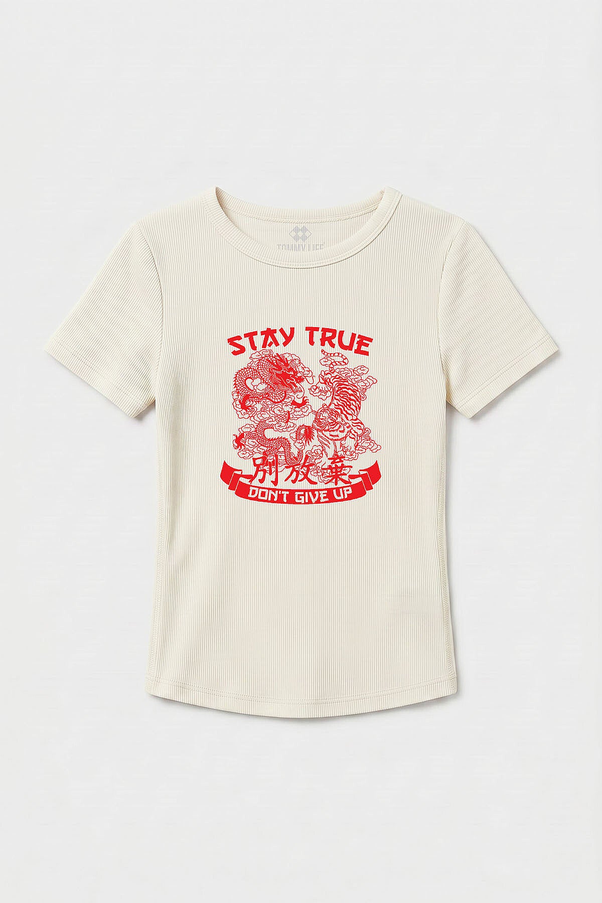 Ekru Standart Fit Baskılı Kısa Kollu Kadın T-Shirt - 97201